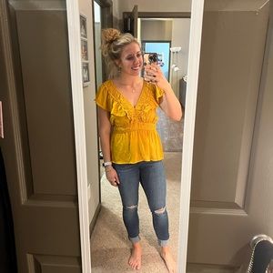 Golden Yellow Tie Back Blouse